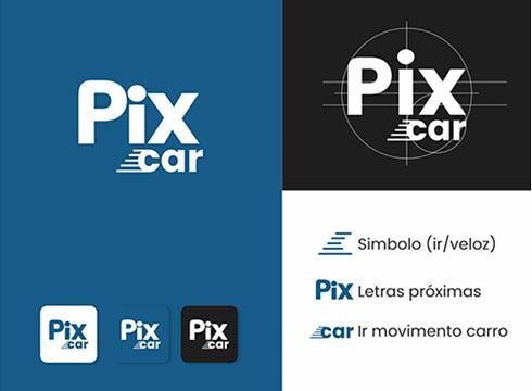 Logo Pix Car modelo azul, explicação simples