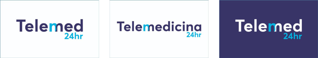 Modelo de logo para telemedicina 24 horas azul escuro e azul claro identidade visual